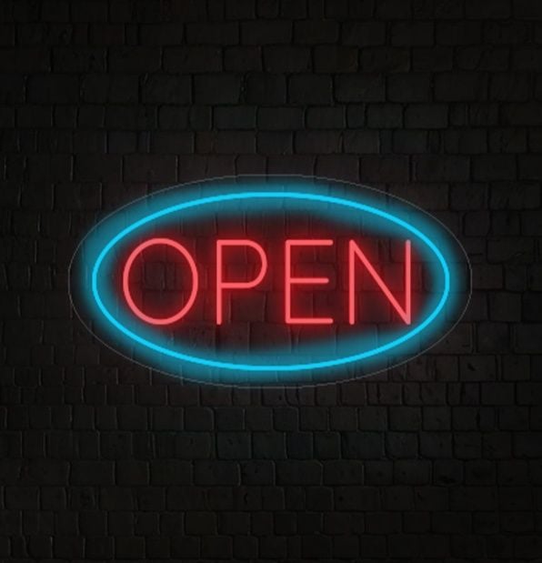Open Round Neon Sign