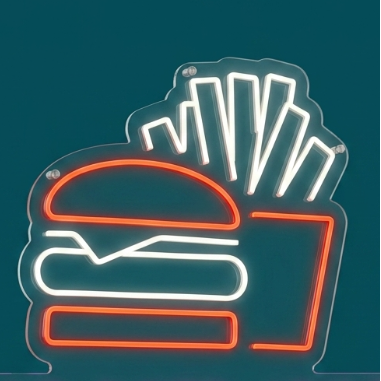 Burger And Fries Neon Sign
